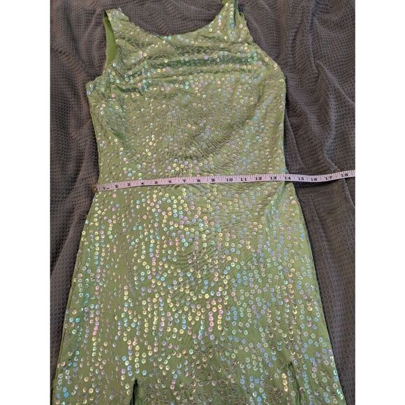 Vintage Hugo Buscati Women's Size 8 Green Sequin Swinger Mini Dress USA - Picture 9 of 9